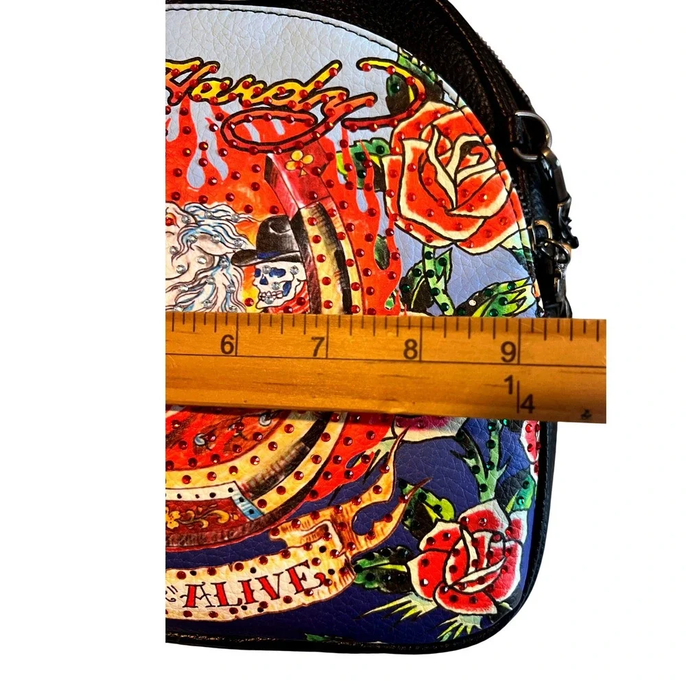 Ed Hardy Studded Mini Backpack Black Skull Horse Roses Tattoo‎ Art Y2K NWT